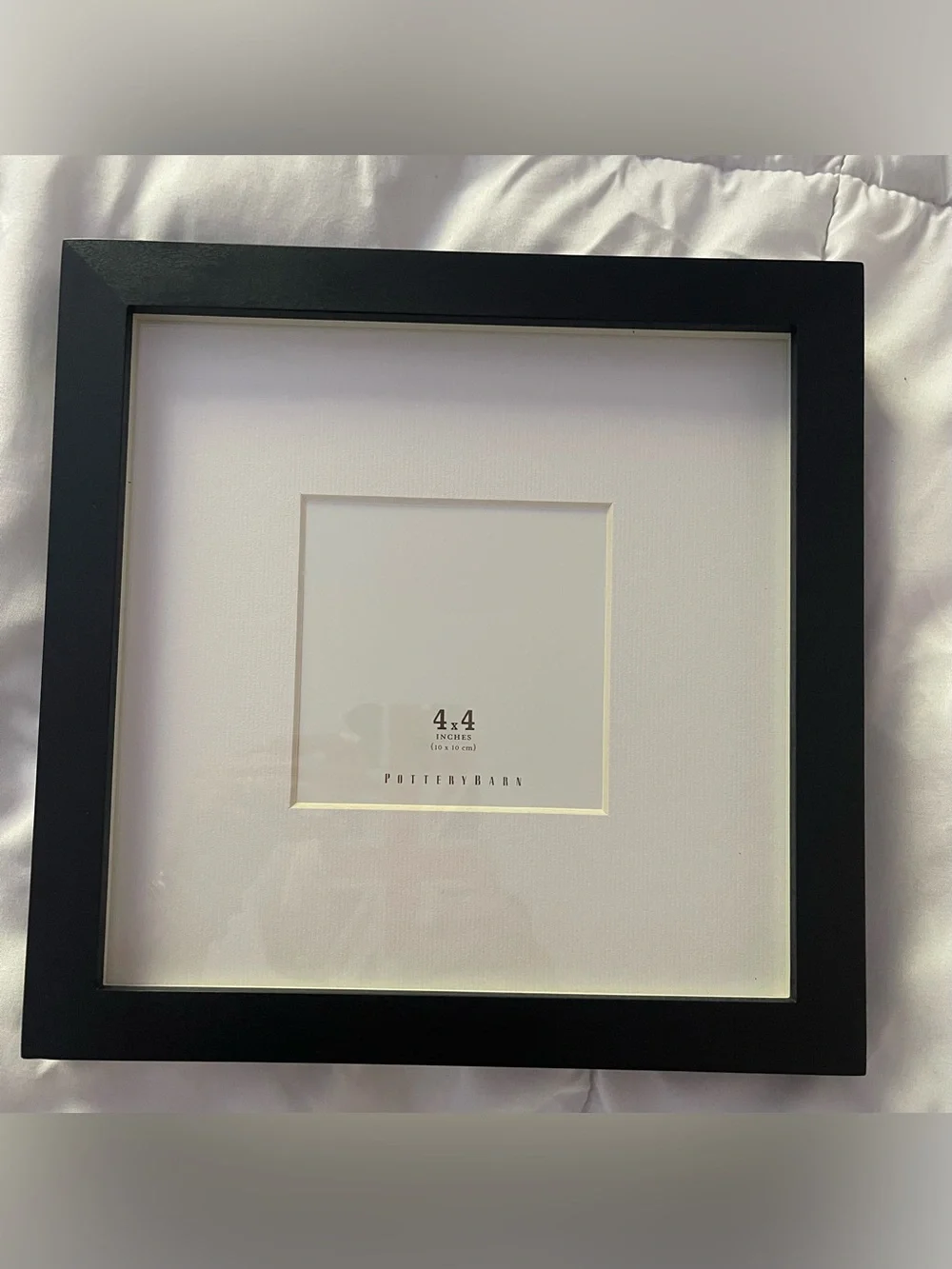 Pottery Barn Box Photo Frame Matt Black 4 x 4 Minimalist Decor Modern Tabletop
